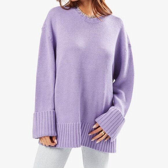WeWoreWhat Lavender Crew Neck Sweater - Picture 1 of 9